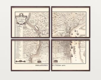 Impressão artística de mapa antigo da Filadélfia: decoração para casa na Filadélfia, Pensilvânia