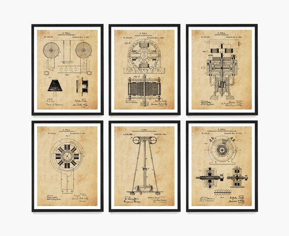 Tesla Patent Wall Art, Nikola Tesla Inventions, Electrician Gift, Engineering Patent, Tesla Coil, Nikola Tesla Patent, Workshop Decor