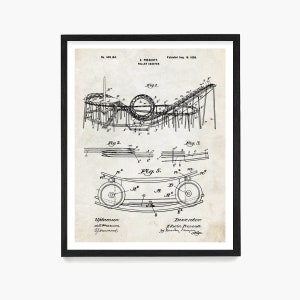Roller Coaster Patent Art, Roller Coaster Poster, Roller Coaster Design, Amusement Park, Summer House Art