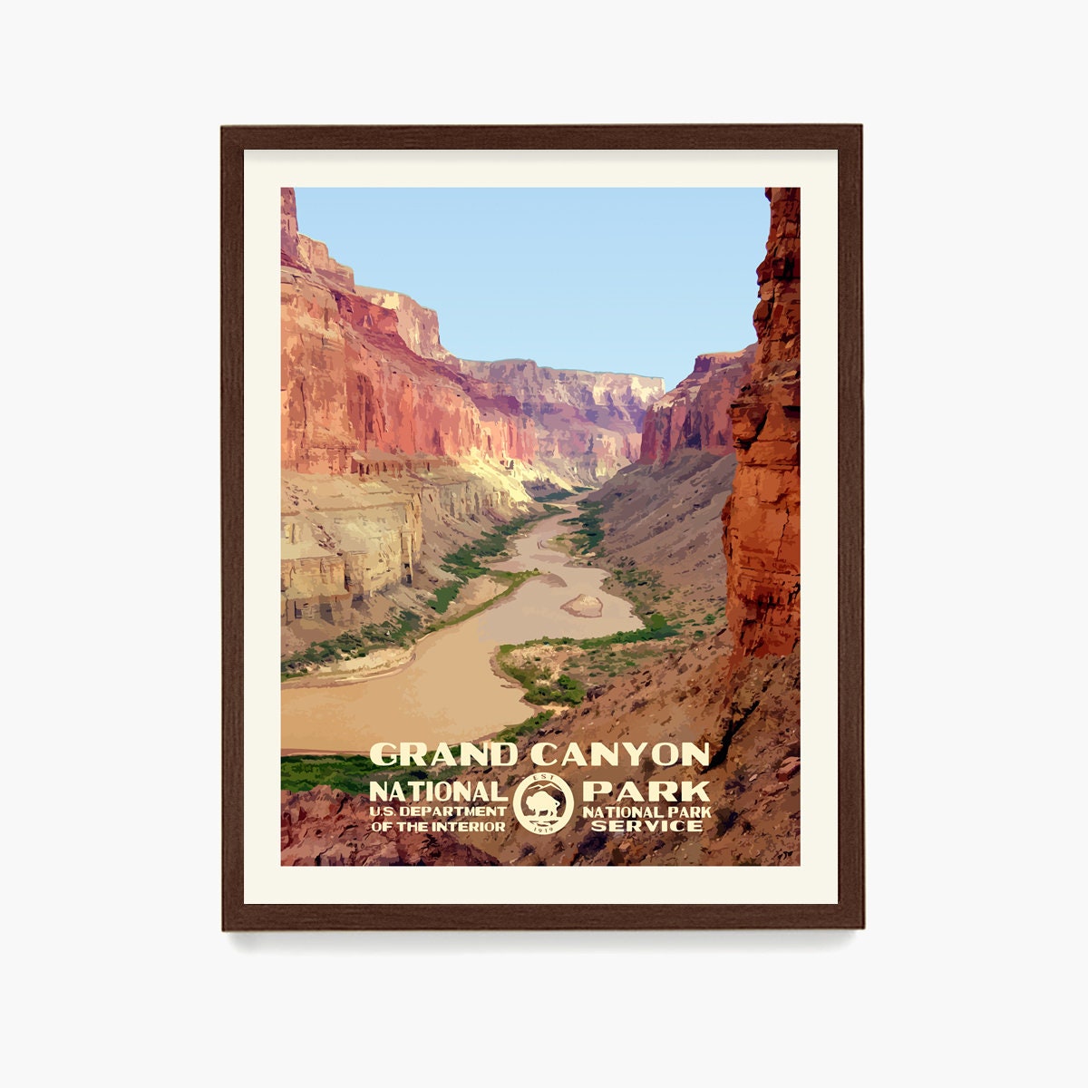 Grand Canyon National Park Poster Free Shipping Original WPA-style Art Print