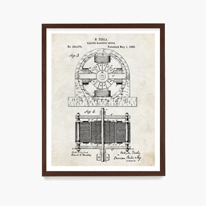 May include: Black and white patent drawing of Nikola Tesla's electro-magnetic motor. The drawing shows the motor's design and includes the patent number 382,279 and the date May 1, 1888.