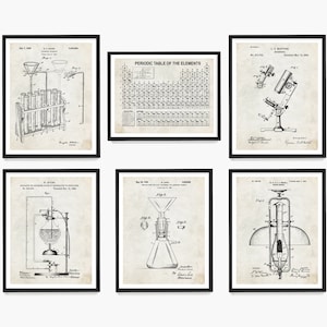 Science Patent Print Wall Art, Science Poster, Chemistry Decor, Classroom Wall Art, Microscope Patent, Bunsen Burner, Biology Art Gift
