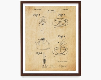 Tea Bag Patent Art Print: Kitchen Wall Decor
