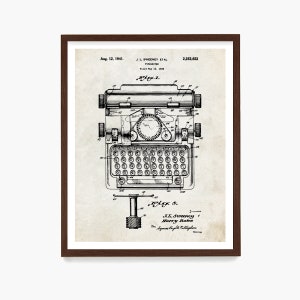 Impresión artística de patente de máquina de escribir: decoración de oficina vintage