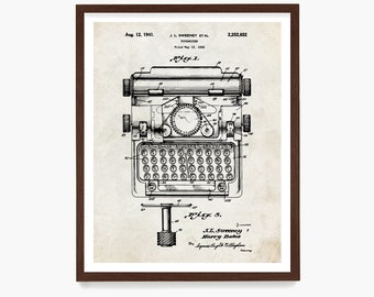 Typewriter Patent Poster Wall Art, Literary Poster, Writer Gift, Book Art, Creative Writing, Office Decor