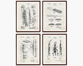 Saxophone Patent Art, Saxophone Wall Art, Saxophone Poster, Music Wall Art, Music Decor, Saxophone Gift, Music Gift