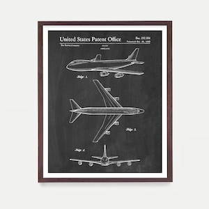 747 Airplane Patent Print Wall Art Poster, Aviation Decor, Pilot Gift, Airplane Decor