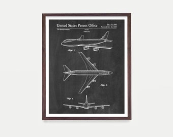 747 Airplane Patent Print Wall Art Poster, Aviation Decor, Pilot Gift, Airplane Decor