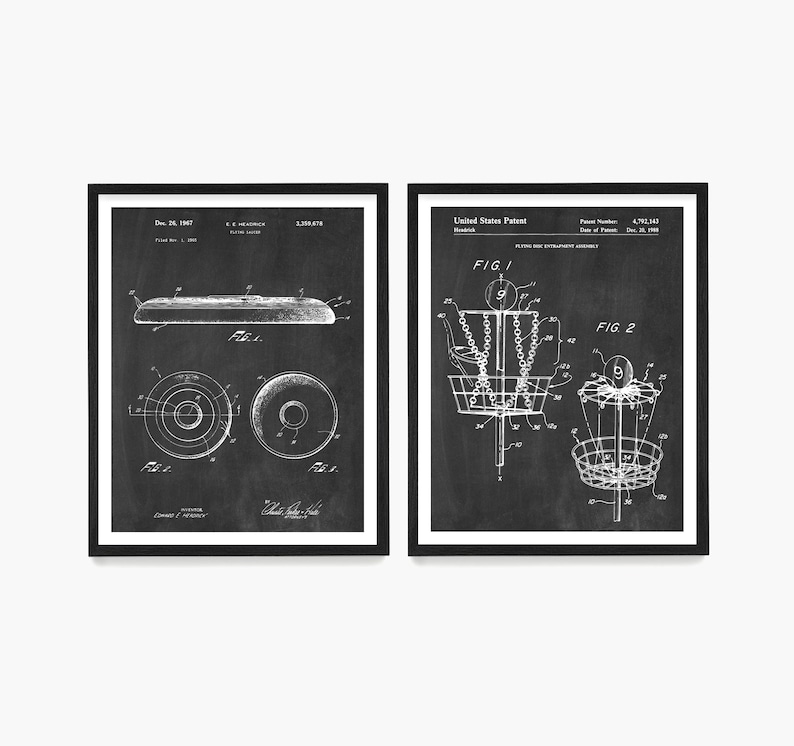 Frisbee Patent Poster, Disc Golf Wall Art, Frisbee Golf Gift, Disc Golf Basket Patent Chalkboard