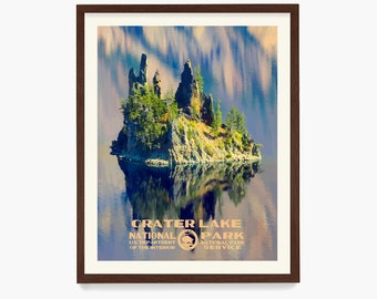 Crater Lake National Park Poster, Crater Lake National Park Wall Art,  WPA Poster, Oregon Home