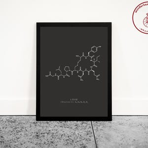 Love Molecule Wall Art, Oxytocin Molecule Poster, Love Poster, Nerdy Art, Housewarming Gift, Scientific Home Decor