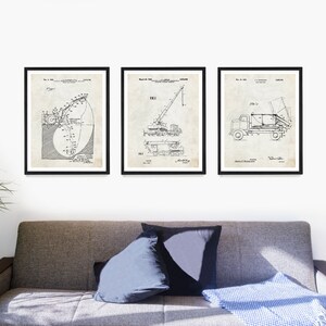 Construction Wall Art, Construction Patent Poster, Contractor Office Decor, Builder Gift, Crane patent, Dump Truck Poster image 2