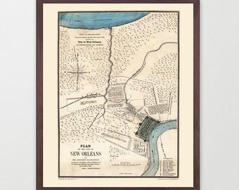 New Orleans Map, New Orleans Wall Art, Louisiana Poster, NOLA Home Decor