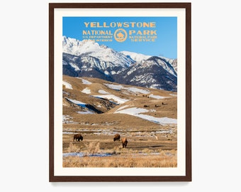 Yellowstone National Park Poster, National Park Wall Art, National Park Gift, WPA Poster, Yellowstone Home Decor, Adventure Art