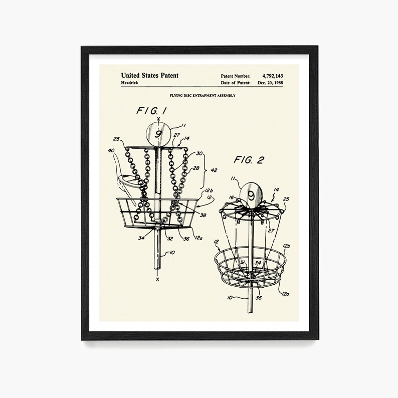 Disc Golf Poster Disc Golf Basket Patent Frisbee Golf Etsy