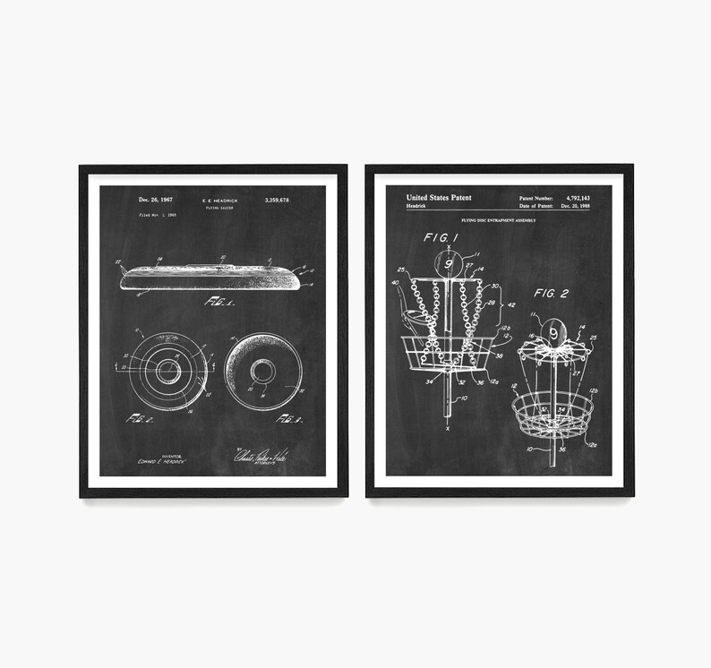 Frisbee Patent Poster, Frisbee Golf, Disc Golf, Disc Golf Patent Art Poster, Disc Patent, Disc Art, Frisbee Poster, Frisbee Wall Art Chalkboard
