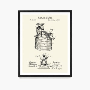 May include: Black and white line drawing of a patent for an apparatus for making wine. The patent number is 494,982 and was patented on April 4, 1893. The patent is for a wine press and includes two illustrations of the device.