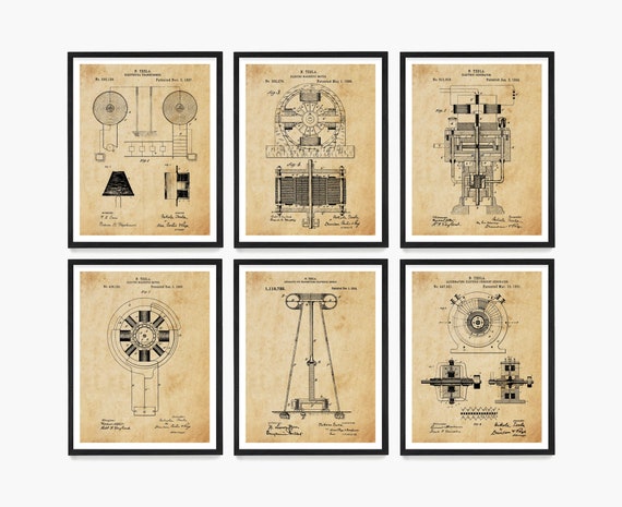 Juego De Seis Impresiones De Poster Nikola Tesla Inventos Juego De Seis Impresiones De Poster Nikola Tesla Inventos