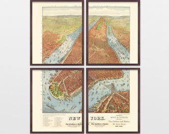 Manhattan Map Art Print, New York City Map Sectional Poster, NYC Apartment Decor