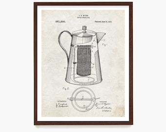 Coffee Percolator Patent Art, Caffeine Poster,  Kitchen Poster, Kitchen Wall Art, Coffee Wall Art, Kitchen Remodel, Housewarming