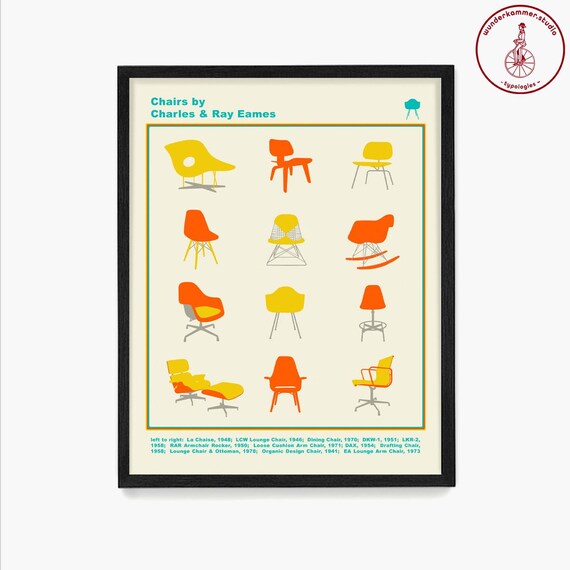 Chair Typology Poster, Mid Century Wall Art, Mid Century Poster
