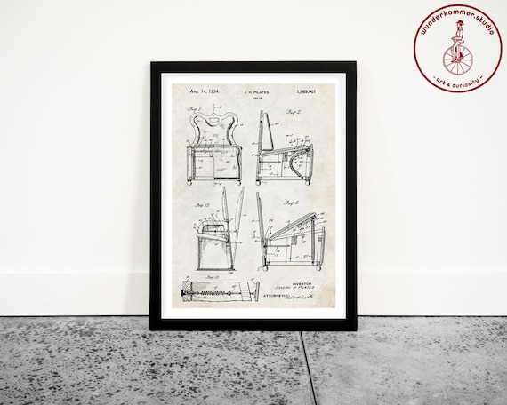 Pilates Chair Patent Art, Home Gym Decor, Pilates Poster, Pilates Studio, Exercise Poster, Gym Wall Art, Pilates Gift