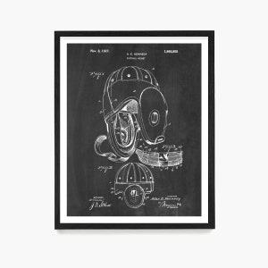 Impresión artística de patente de casco de fútbol americano vintage: decoración deportiva