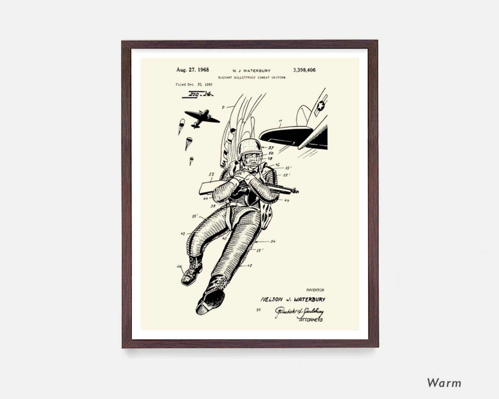 Military Uniform Patent Art Paratrooper Poster Military Wall - Etsy