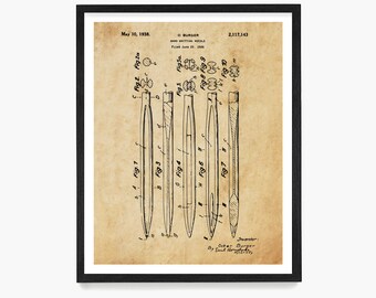 Stricknadel Patent Kunstdruck: Handgemachtes Unikat
