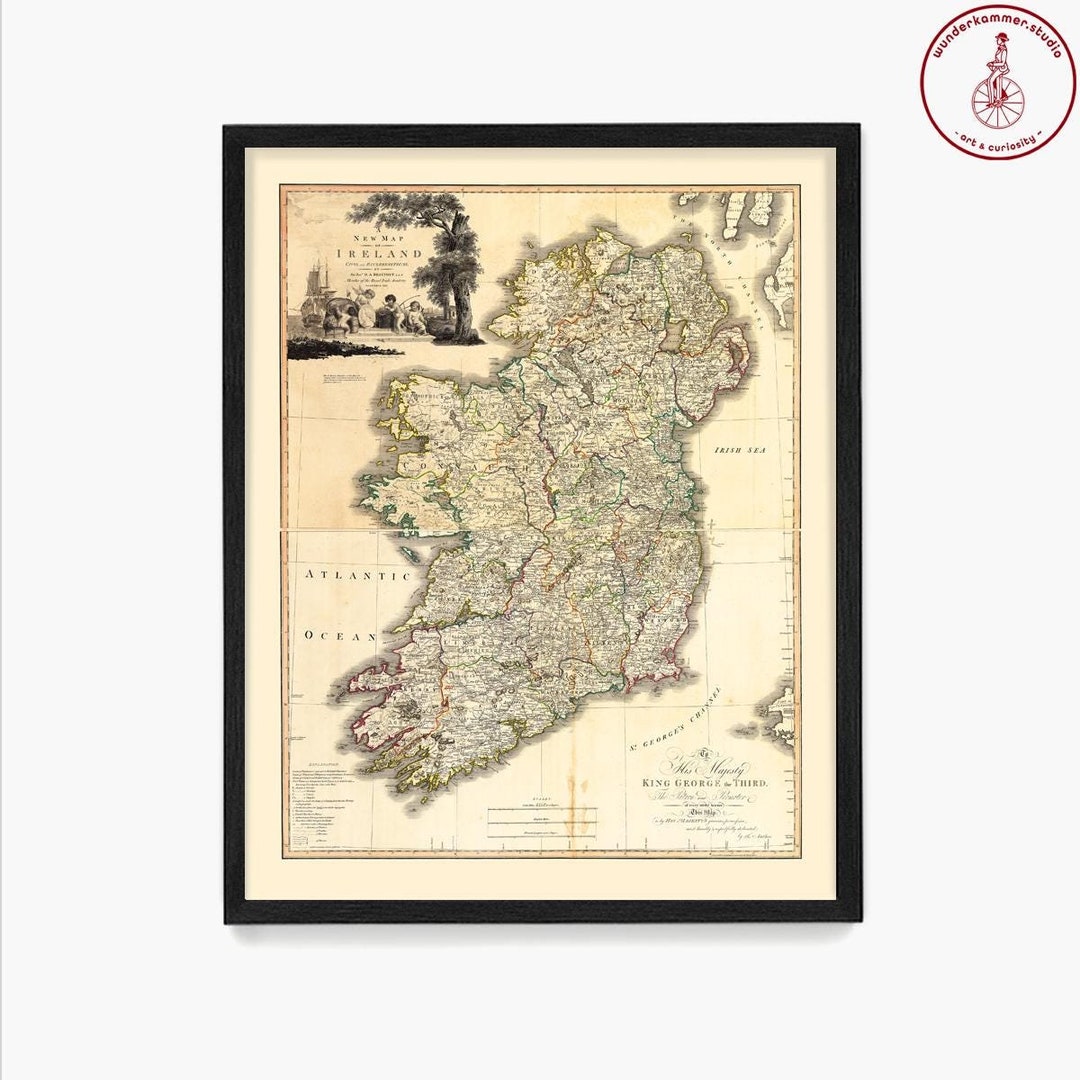 Rustic Irish Map Ireland Map Art Print: Vintage Style Travel Decor - Etsy
