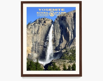 Yosemite National Park Poster, Yosemite Wall Art, WPA Inspired Landscape, Yosemite Gift, California Home Decor, Upper Yosemite Falls