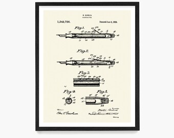 Buy Fountain Pen Patent Art Print: Vintage Office Decor Online in