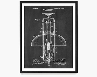 Bunsen Burner Patent Poster, Science Patent Wall Art, Chemistry Poster, Science Classroom Decor, Chemist Gift