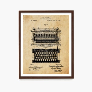 Impresión artística de patente de máquina de escribir: decoración de oficina vintage