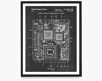 Motherboard Patent Poster, Computer Wall Art, Tech Decor, Computer Gift, Programmer Art, Coding Gift, Motherboard Art