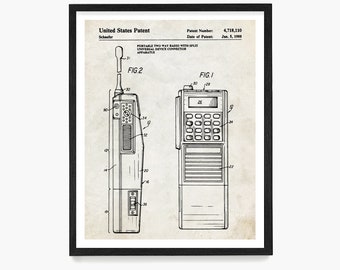 Two Way Radio Patent Poster, Walkie Talkie Patent, Police Gear, Police Gift