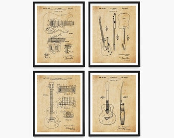 Guitar Patent Print, Guitar Poster, Guitar Wall Art, Guitar Patent Art, Guitar Gift, Music Poster