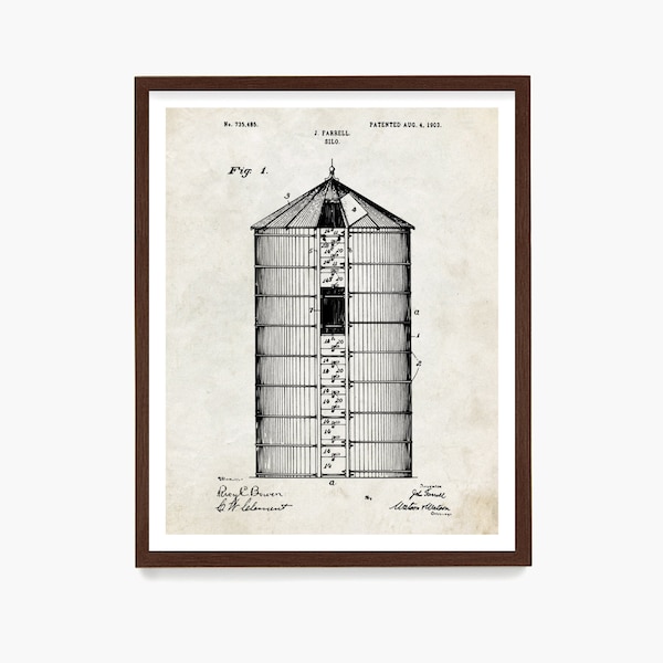 Farm Silo Patent Print, Silo Art, Farm Patent, Farmhouse Wall Art, Grain Silo Patent, Farming Wall Art, Farmhouse Decor, Farming Gift