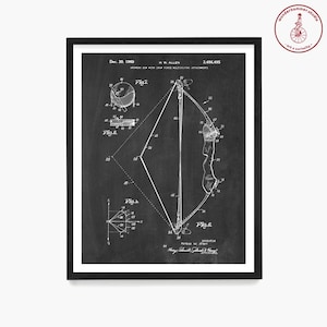 Archery Bow Patent Art Print: Hunting Lodge Decor