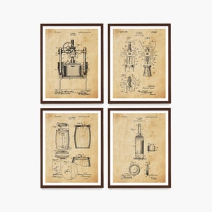 Wine Patent Art Print Set: Kitchen & Bar Decor