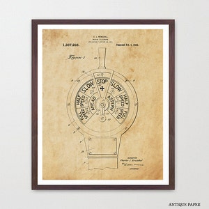 Ship Telegraph Patent Print, Maritime Wall Art, Boating Poster, Nautical Home Decor
