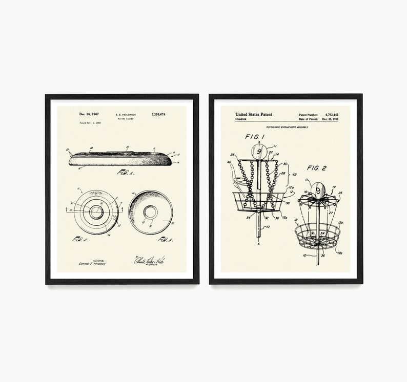 Frisbee Patent Poster, Frisbee Golf, Disc Golf, Disc Golf Patent Art Poster, Disc Patent, Disc Art, Frisbee Poster, Frisbee Wall Art Ivory