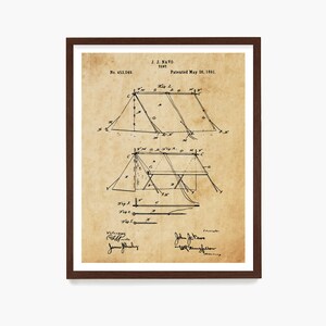 Arte de patente de camping, póster de patente de tienda de campaña, arte mural de camping, arte de parques nacionales, póster de senderismo, impresión de mochilero, regalo de camping, regalo de scout