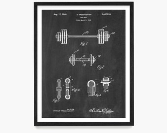Dumbbell Patent Print, Fitness Poster, Weight Lifting Poster, Gym Poster, Body Building Poster, Fitness Art, Weight Lifting Wall Art, Gift