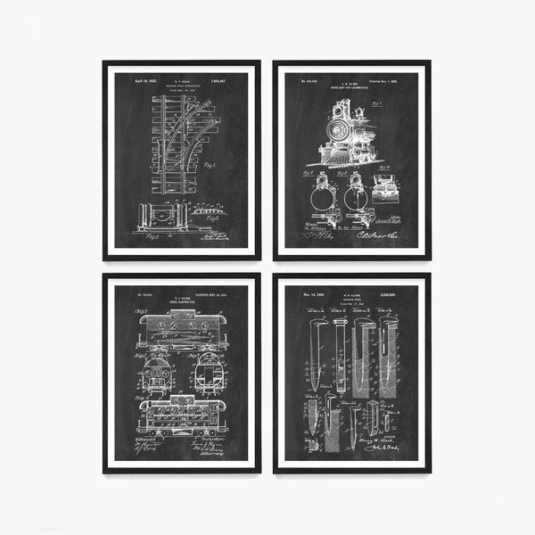 Railroad Patent Wall Art, Train Poster, Caboose Patent, Locomotive Poster, Train Track Patent, Railroad Gift, Train Gift