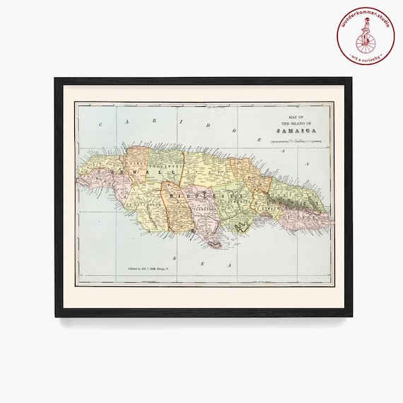 Jamaica Map Art Print: Vintage Style Travel Poster