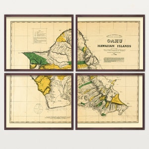 Oahu Hawaii Map Art Print: Island Decor