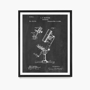 Microscope Patent Poster, Science Wall Art, Scientist Gift, Science Classroom Decor, Microscope Art
