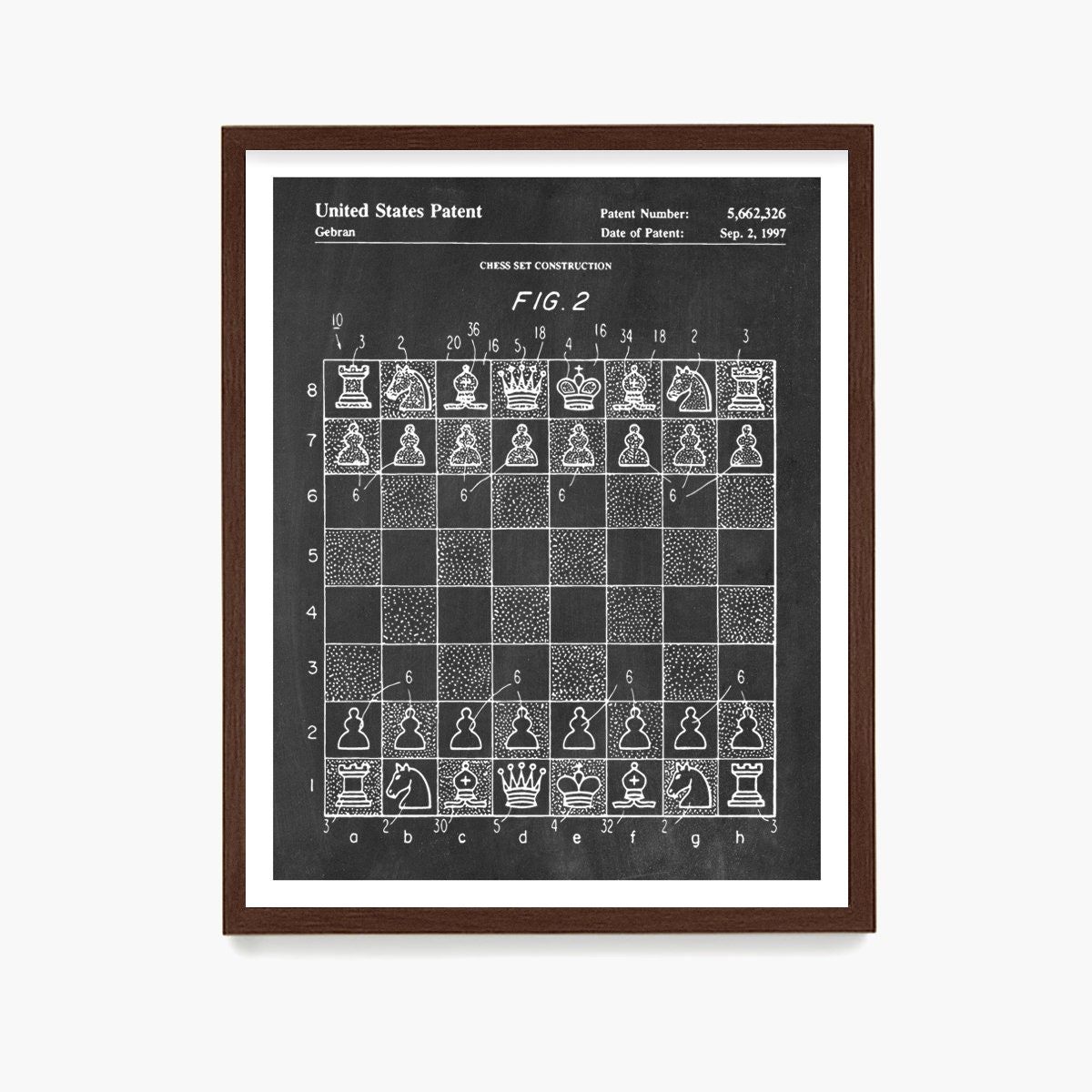 Wall Art Print, 1966 Set of Chess Pieces Patent