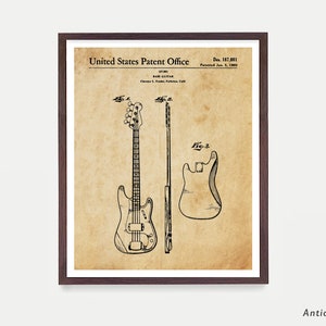 Electric Bass Patent Art, Bass Poster, Bass Print, Bass Art, Bass Wall Art, Music wall Art, Music Art, Electric Antique